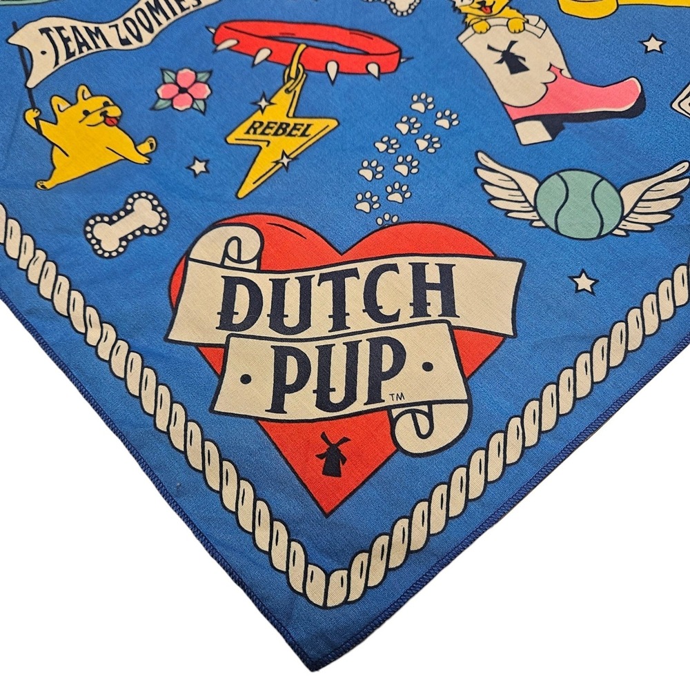 Dutch Bros‎ Pup Blue Dog Bandana Scarf Heart Paw Rebel Dutch Pup Novelty Coffee